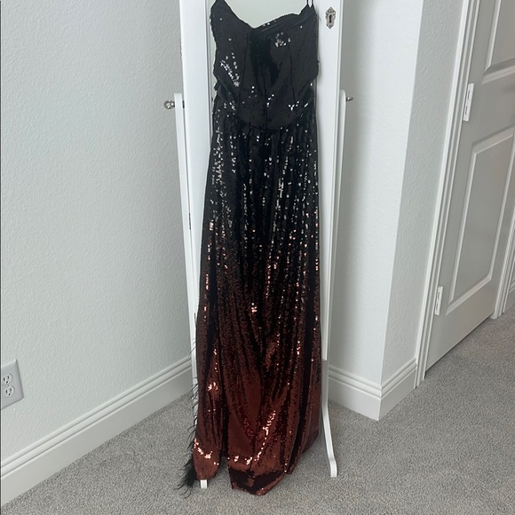 WeWoreWhat Strapless Corset Feathered Gown - Picture 5 of 9